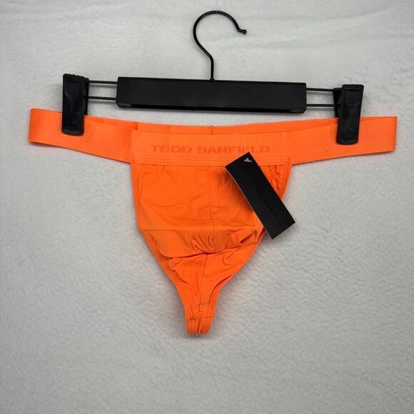Todd Sanfield Thong Men's Medium Orange Neon Fire Defiant Underwear Solid NEW - Picture 1 of 5